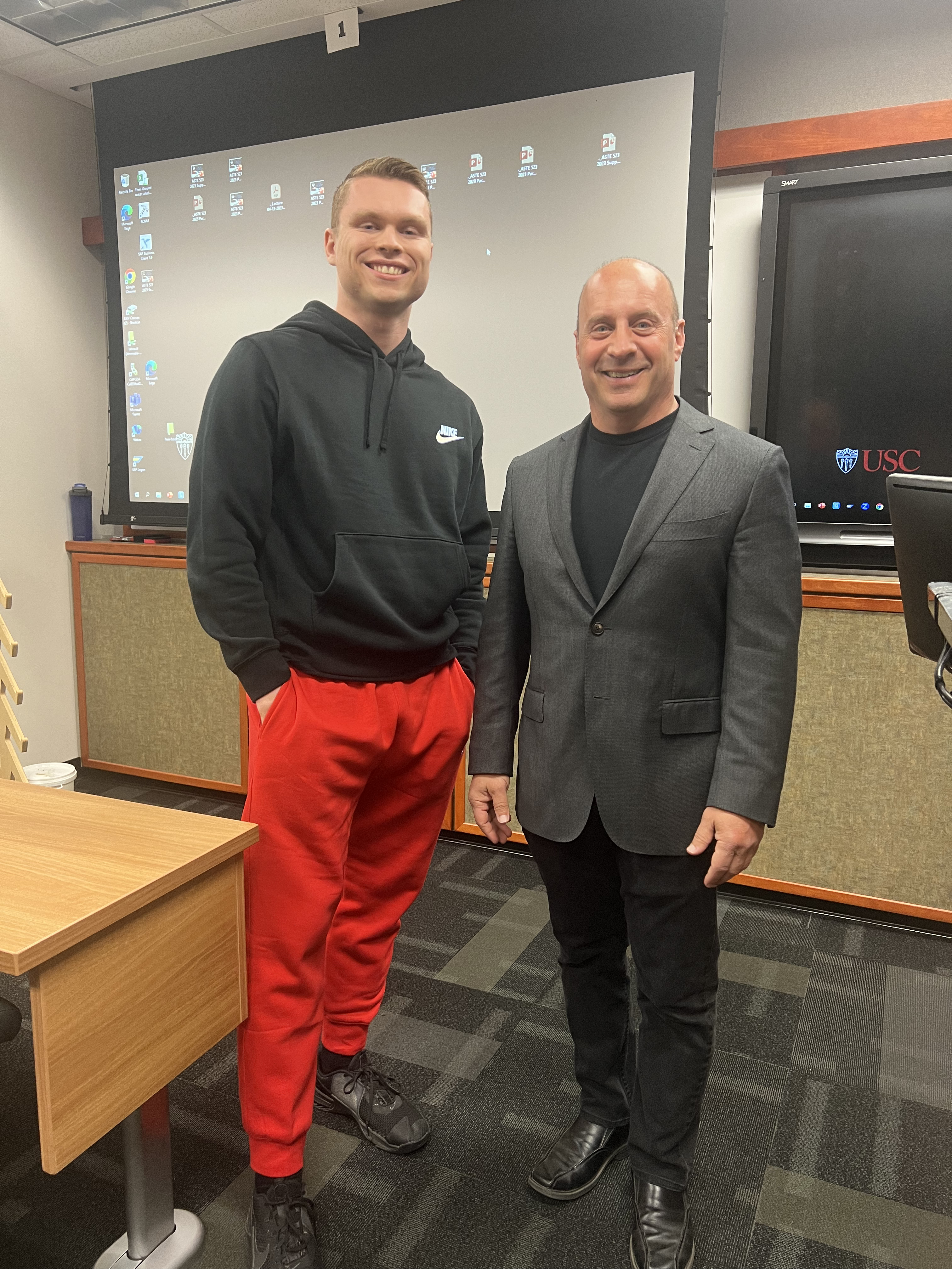 Jacob with Dr. Garrett Reisman in early USC years